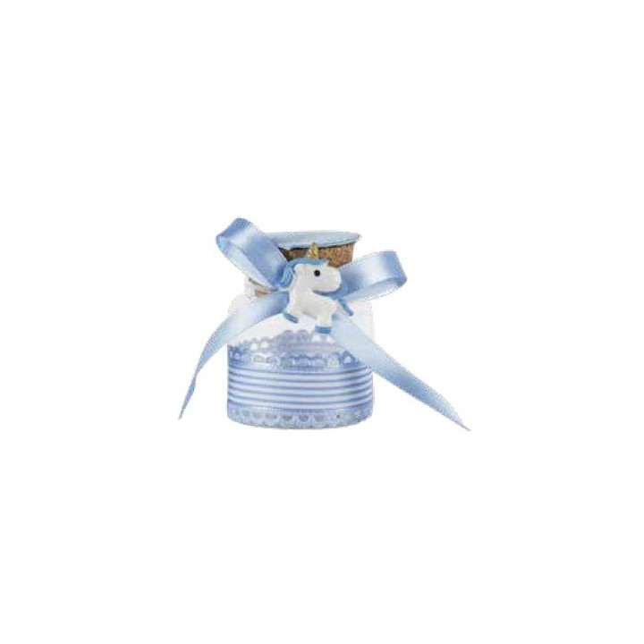 Barattolino vetro con unicorno celeste 4,5 x 5,7 cm |…
