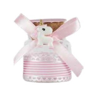 Barattolino vetro con unicorno rosa 4,5 x 5,7 cm | CarinCasa