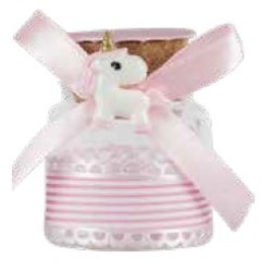 Barattolino vetro con unicorno rosa 4,5 x 5,7 cm