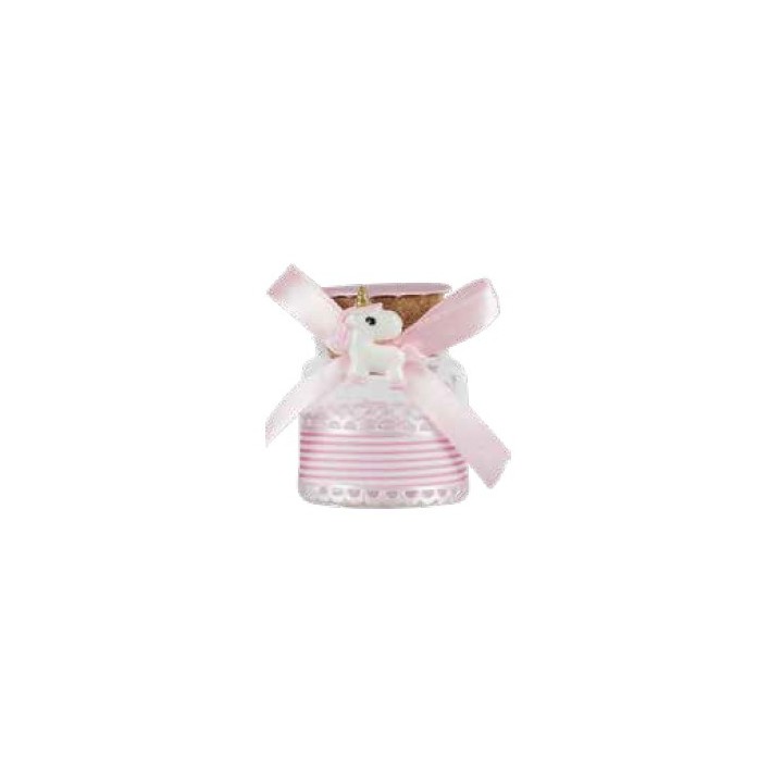 Barattolino vetro con unicorno rosa 4,5 x 5,7 cm | CarinCasa