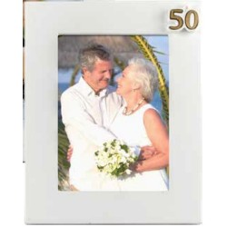 Portafoto legno bianco 50 anni matrimonio 13 x 18 cm