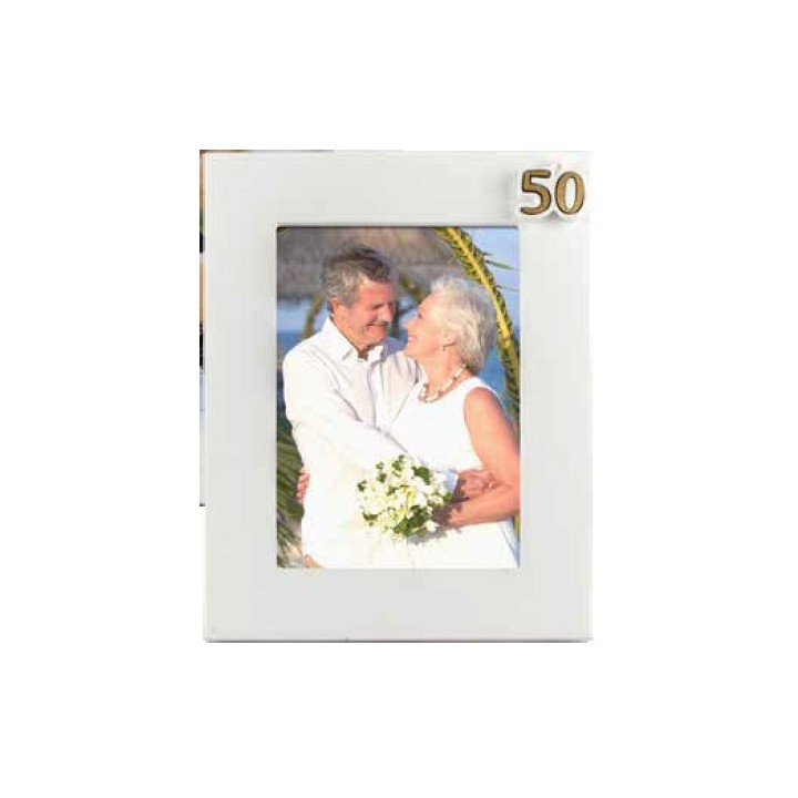 Portafoto legno bianco 50 anni matrimonio 13 x 18 cm |…