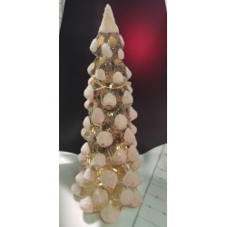 Albero a led in vetro dorato con effetto neve christmas 13 x 30,5 cm