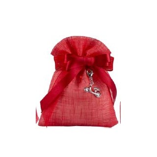 Sacchetto tipo lino rosso con charm vespina rossa rh2-4562