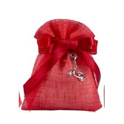 Sacchetto tipo lino rosso con charm vespina rossa rh2-4562
