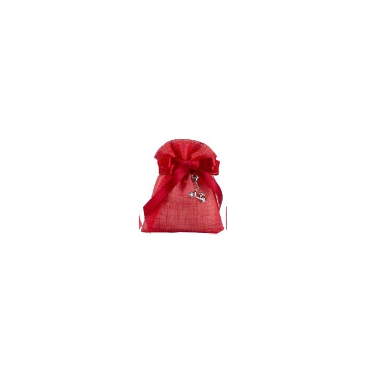Sacchetto tipo lino rosso con charm vespina rossa rh2-4562