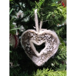 Natale cuore con neve e glitter 11 x 11 cm