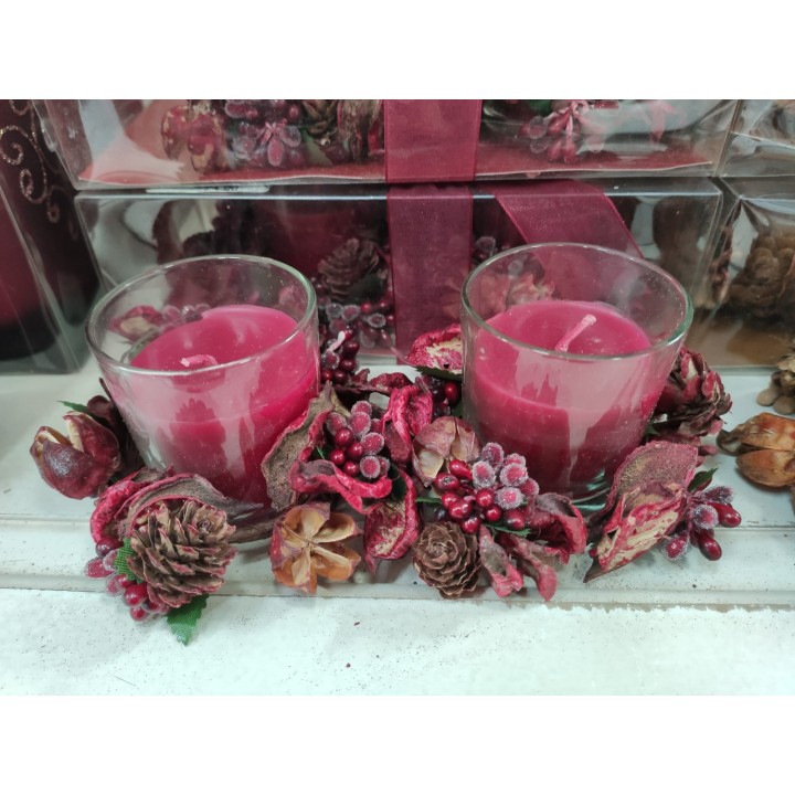 Box 2 candele rosse natale con girocandela 10 x 7 cm |…