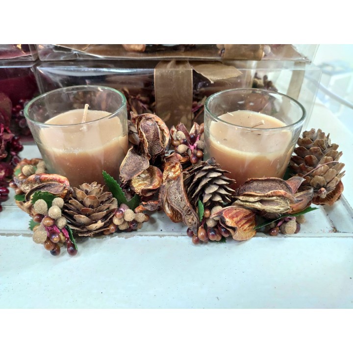 Box 2 candele oro natale con girocandela 10 x 7 cm |…