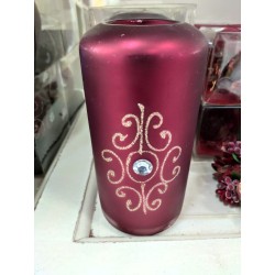 Portacandela natale cilindrico con pietra 7 x 15 cm