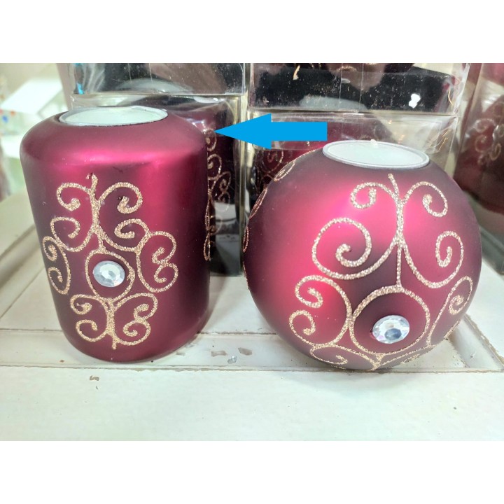 Portacandele natale rosso cilindrico con pietra 7 x 10 cm |…