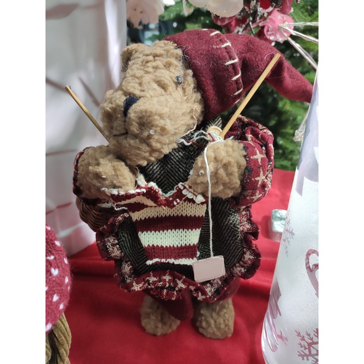 Orso lavoratore a maglia in tessuto 17 x 32 cm | CarinCasa