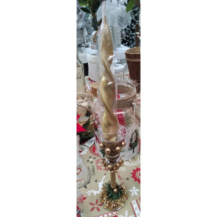 Candeliere oro con sfere 22 cm | CarinCasa