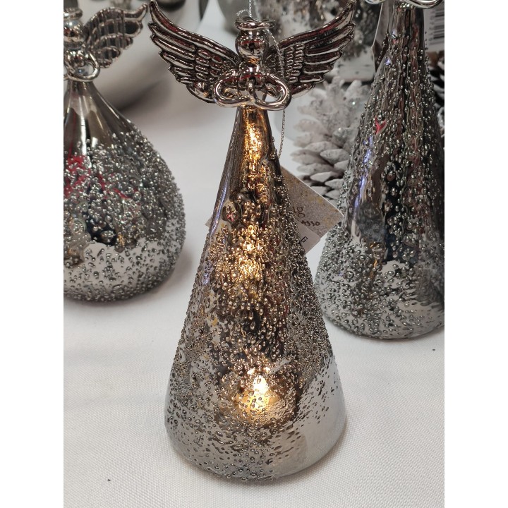 Angelo conico LED Christmas argento