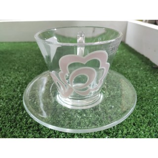 Tazza cappuccino tortora con piattino decoro fiori e…