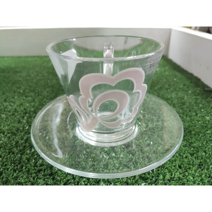 Tazza cappuccino tortora con piattino decoro fiori e…