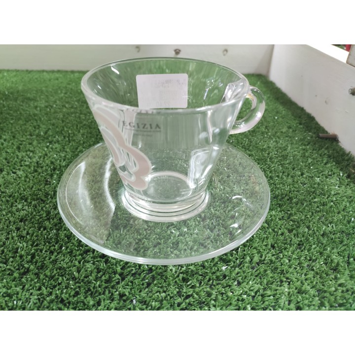 Tazza cappuccino tortora con piattino decoro fiori e…