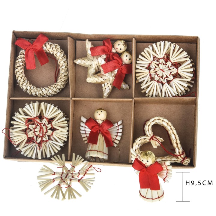 DECORI IN PAGLIA NATURAL/RED | CarinCasa