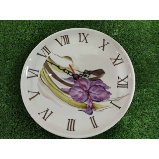 Orologio piatto decoro iris viola dipinto a mano made in…