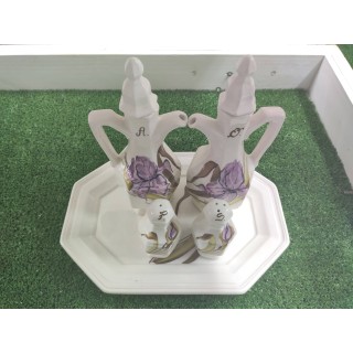 Oliera ottagonale decoro iris viola made in italy dipinto a…