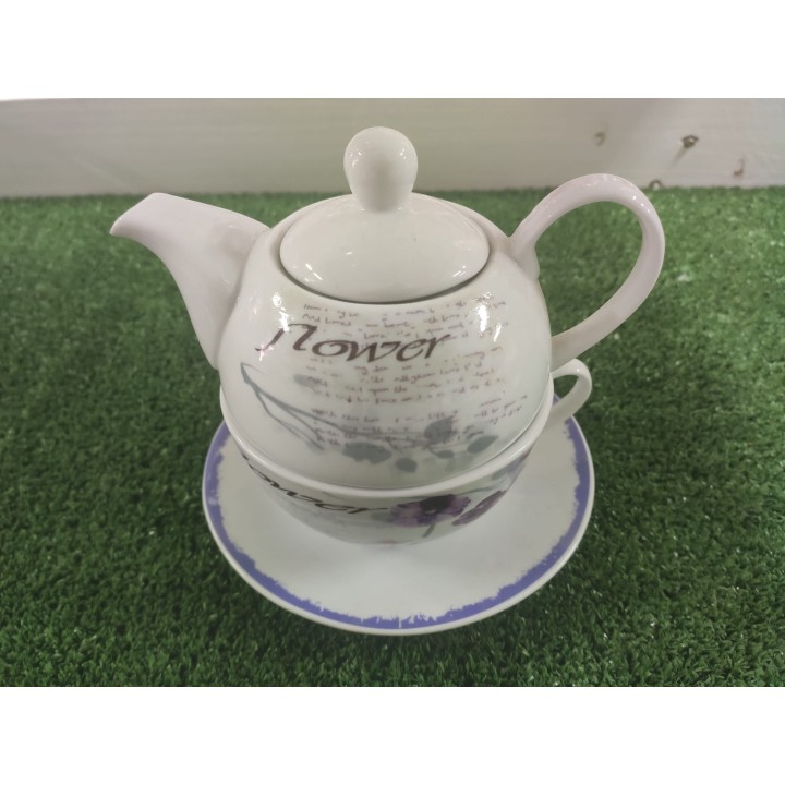 Tea for one fiore lilla 15 x 16 cm | CarinCasa