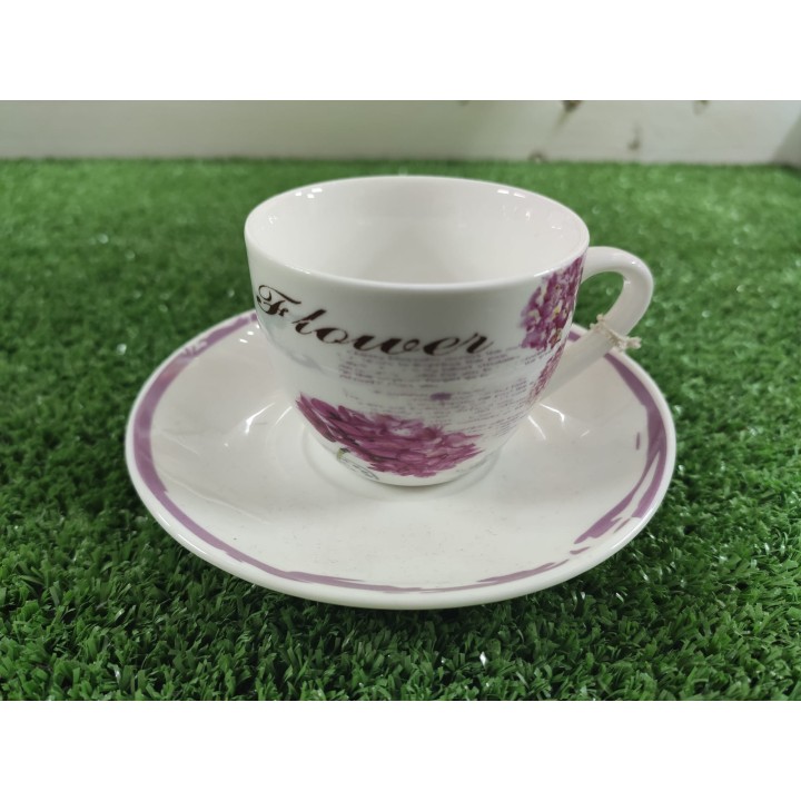 Servizio tazze 6 pezzi fiore rosa con piattino 5 x 8 cm |…