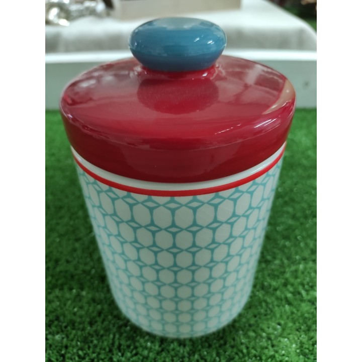 Barattolo medio Kubik azzurro 10 x 17 cm | CarinCasa