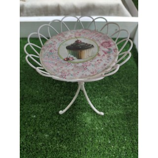 Alzata shabby chic in ferro battuto con tortina 16 x 21 cm…