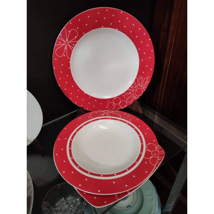 Servizio di piatti 20pz pezzi babra rosso | CarinCasa