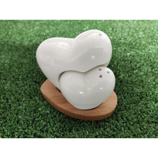 Set sale/pepe con base cuore in bambù 8 x 8 cm | CarinCasa