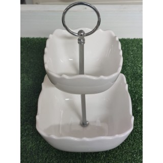 Alzata quadra 2 ripiani Kalika bianco