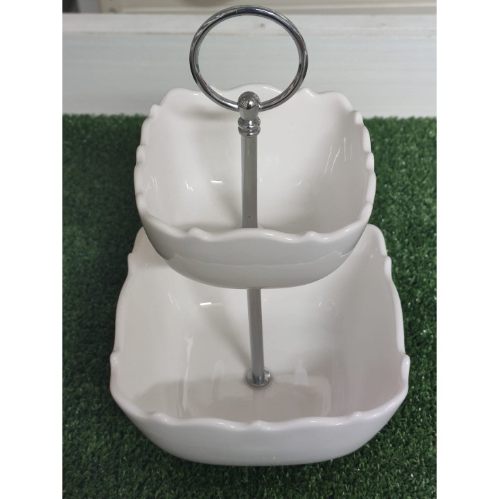 Alzata quadra 2 ripiani kalika bianco 14 x 14 x 24 cm |…