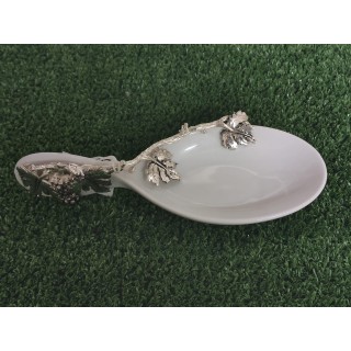 Cucchiaio con decoro uva in argento 17 x 7,5 cm | CarinCasa