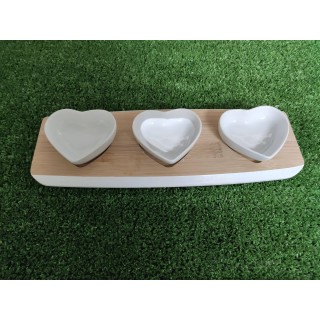 Set vassoio in bambù + 3 ciotoline 11 x 30 cm | CarinCasa