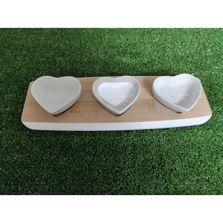 Set vassoio in bambù + 3 ciotoline 11 x 30 cm | CarinCasa