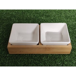 Antipastiera rettangolare in legno con 2 ciotole in…