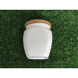 Barattolo porcellana con coperchio legno 7,5 x 9,5 cm |…
