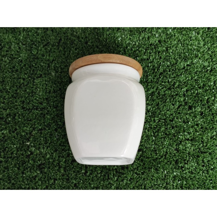 Barattolo porcellana con coperchio legno 7,5 x 9,5 cm |…