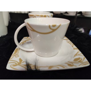 Tazza tè Aspendos oro con piattino 250 ml | CarinCasa