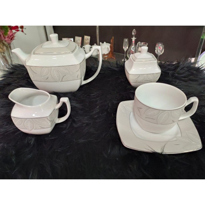 Servizio da té Madrid 15 pezzi decoro Foglie | CarinCasa