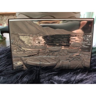 Quadretto barche in argento legno 11 x 17 cm | CarinCasa