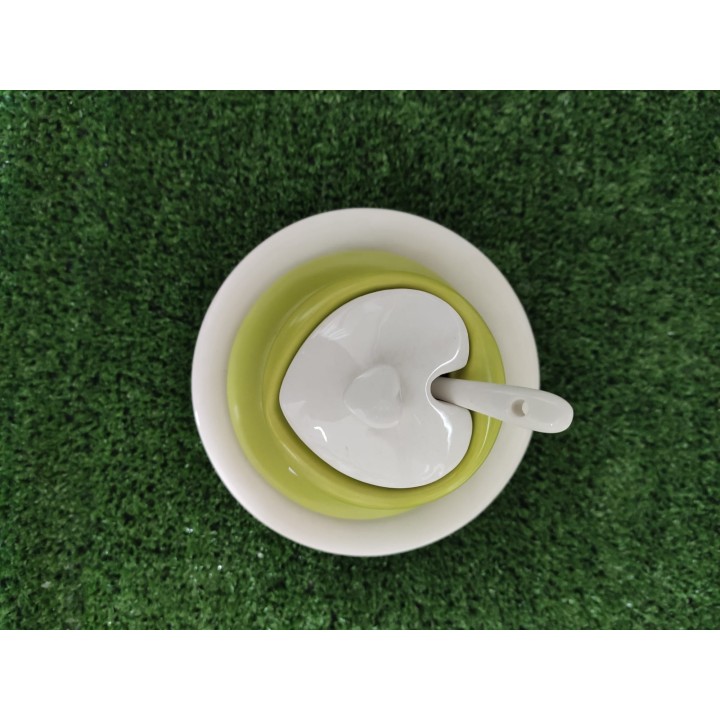 Zuccheriera + piatto con cucchiaino 10 x 9 cm | CarinCasa