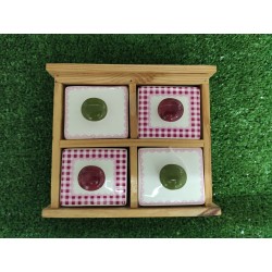 Porta spezie con 4 cassettini in legno e ceramica linea Dolce casa herbes