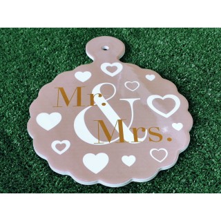 Tagliere decorativo Mr & Mrs in ceramica