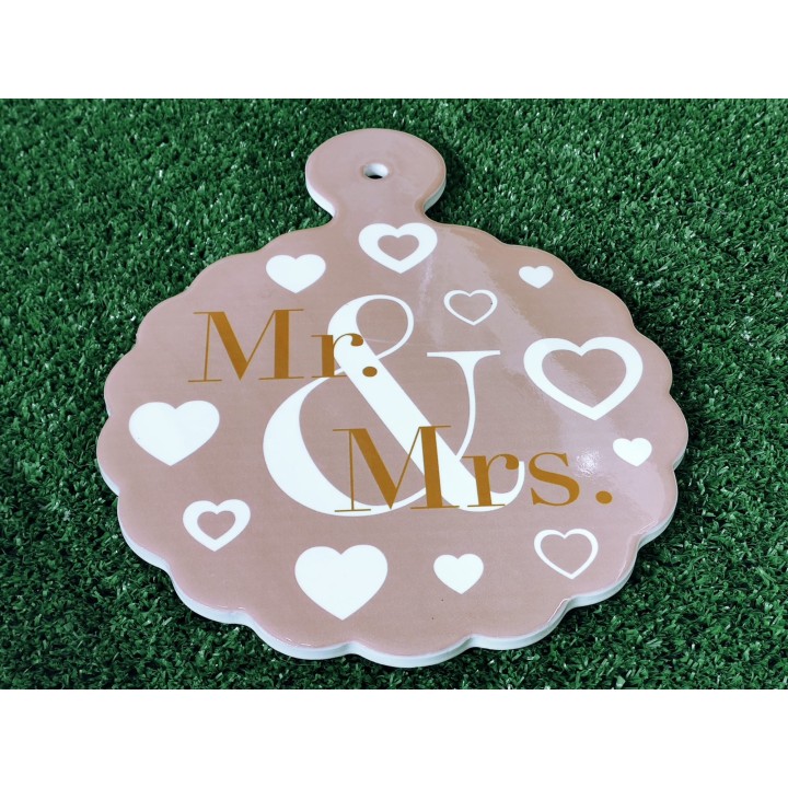 Tagliere decorativo Mr & Mrs in ceramica