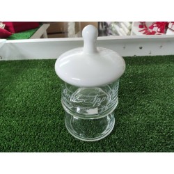 Biscottiera 2 contenitori vetro + coperchio bianco 10 x 20 cm