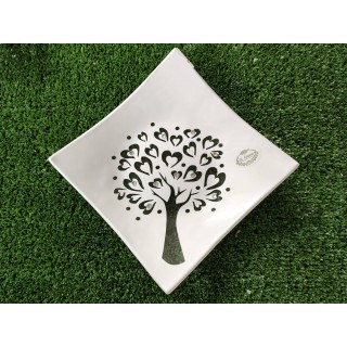 Piattino decoro albero cuori 16 x 16 cm | CarinCasa