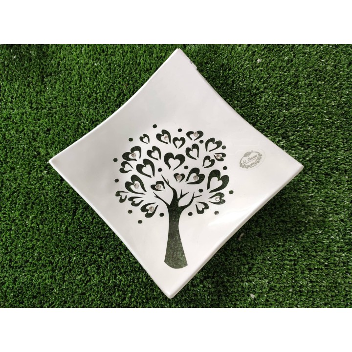 Piattino decoro albero cuori 16 x 16 cm | CarinCasa
