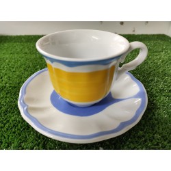 Giotto azzurro/giallo tazza thè con piattino 200 ml / 11 x 7 cm