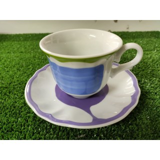 Giotto verde/viola/azzurro tazza thè con piattino 200 ml /…